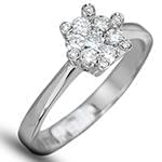 حلقه نامزدی فلاور طلای سفید با نگین الماس تراش برلیان مدل: eng2245