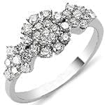 حلقه نامزدی فلاور طلای سفید با نگین الماس تراش برلیان مدل: eng2250