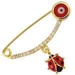 سنجاق سينه طلا نوزاد با نگین برلیان و میناکاری مدل: pgb2115