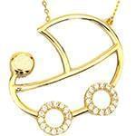 طلا نوزادی و کودکانه با نگین برلیان طرح کالسکه مدل: pgb2118