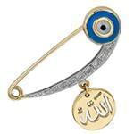 سنجاق سينه طلا نوزاد با نگین برلیان و میناکاری طرح الله مدل: pgb2122