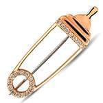 سنجاق سينه طلا نوزاد با نگین برلیان و میناکاری طرح شیشه شیر مدل: pgb2124