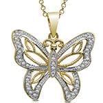 پلاک پروانه طلای زرد و سفید با نگین الماس تراش برلیان: مدل pdb2242