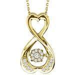 پلاک قلب طلای زرد با نگین الماس تراش برلیان طرح بی نهایت: مدل pdb2246