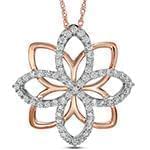 پلاک گل طلای رزگلد و سفید با نگین الماس تراش برلیان: مدل pdb2250