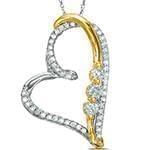 پلاک قلب طلای زرد و سفید با نگین الماس تراش برلیان: مدل pdb2251