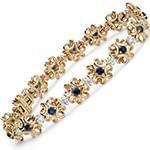 دستبند طلا زنانه با نگین یاقوت کبود و الماس تراش برلیان مدل: bdf1234