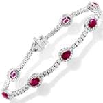 دستبند طلا زنانه با نگین یاقوت قرمز و الماس تراش برلیان مدل: bdf1236