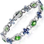 دستبند طلا زنانه با نگین یاقوت، زبرجد و الماس تراش برلیان مدل: bdf1237