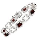 دستبند طلا زنانه با نگین گارنت و الماس تراش برلیان مدل: bdf1239