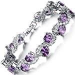 دستبند طلا زنانه با نگین آمتیس و الماس تراش برلیان مدل: bdf1240