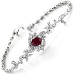 دستبند طلا زنانه با نگین یاقوت قرمز و الماس تراش برلیان مدل: bdf1242