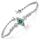 دستبند طلا زنانه با نگین زمرد و الماس تراش برلیان و مارکیز مدل: bdf1243