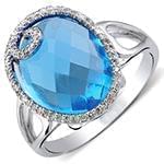 انگشتر زنانه طلای سفید با نگین توپاز و الماس تراش برلیان:مدل rgf1584