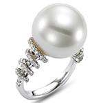 انگشتر مروارید زنانه طلای سفید با نگین الماس تراش برلیان:مدل rgf1586