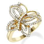 مدل انگشتر زنانه طلای زرد با نگین الماس تراش برلیان طرح پروانه: مدل wrdf2126