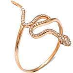 مدل انگشتر زنانه طلای رزگلد با نگین الماس تراش برلیان طرح مار: مدل wrdf2128