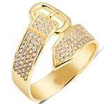 انگشتر زنانه طلای زرد با نگین الماس تراش برلیان طرح کمربندی: مدل wrdf2129