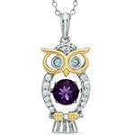 پلاک طلا نوزادی و کودکانه با نگین برلیان و آمتیس طرح جغد مدل: pgb2128