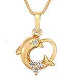 پلاک طلا نوزادی و کودکانه رزگلد با نگین برلیان طرح دلفین مدل: pgb2132