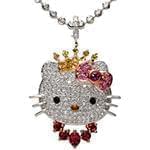 پلاک کیتی طلا کودکانه با نگین برلیان، یاقوت قرمز و آمتیس مدل: pgb2134