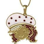 پلاک طلای دخترانه با نگین برلیان و یاقوت قرمز طرح توت فرنگی مدل: pgb2136