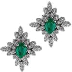 گوشواره جواهر زمرد و الماس تراش برلیان با طلای سفید مدل: edf1478