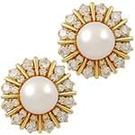 گوشواره جواهر مروارید و الماس تراش برلیان با زرد مدل: edf1479