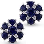 گوشواره جواهر یاقوت کبود و الماس تراش برلیان با طلای سفید مدل: edf1480