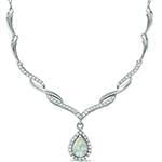 گردنبند طلا و جواهر با نگین اپال و الماس تراش برلیان مدل: ndf1334 