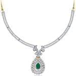 گردنبند طلا و جواهر با نگین زمرد و الماس تراش برلیان مدل: ndf1337 