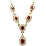گردنبند طلا و جواهر با نگین یاقوت قرمز و الماس تراش برلیان مدل: ndf1339 