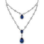 گردنبند طلا و جواهر با نگین یاقوت کبود و الماس تراش برلیان مدل: ndf1340 