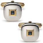 دکمه سردست طلای دو رنگ با نگین یاقوت کبود مدل: cdm1238 