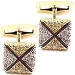 دکمه سردست طلای دو رنگ با نگین الماس تراش برلیان مدل: cdm1239 