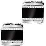 دکمه سردست طلای سفید با نگین الماس تراش برلیان و انیکس مدل: cdm1241 