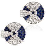 دکمه سردست طلای سفید با نگین الماس تراش برلیان و یاقوت کبود مدل: cdm1242 