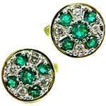 دکمه سردست طلای زرد با نگین الماس تراش برلیان و زمرد مدل: cdm1243 