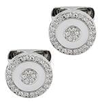 دکمه سردست طلای سفید با نگین الماس تراش برلیان مدل: cdm1244 