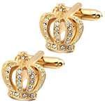 دکمه سردست طلای زرد با نگین الماس تراش برلیان طرح تاج مدل: cdm1245 