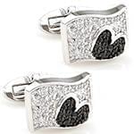 دکمه سردست طلای سفید با نگین الماس تراش برلیان سفید و مشکی مدل: cdm1247 