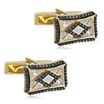 دکمه سردست طلای زرد با نگین الماس تراش برلیان سفید و مشکی مدل: cdm1248 