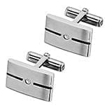 دکمه سردست طلای سفید با نگین الماس تراش برلیان مدل: cdm1249 