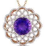 پلاک طلای رزگلد با نگین الماس تراش برلیان و آمتیس: مدل npdf13135