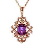 پلاک طلای رزگلد با نگین الماس تراش برلیان و آمتیس: مدل npdf13138