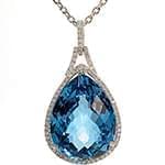 پلاک طلای سفید با نگین الماس تراش برلیان و توپاز: مدل npdf13143