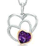 پلاک طلای دو رنگ با نگین الماس تراش برلیان و آمتیس: مدل npdf13144