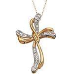 پلاک صلیب طلای دو رنگ با نگین الماس تراش برلیان مدل: gpm1041