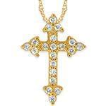 پلاک صلیب طلای زرد با نگین الماس تراش برلیان مدل: gpm1049