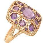 انگشتر زنانه طلای رزگلد با نگین آمتیس و الماس تراش برلیان :مدل rgf1602